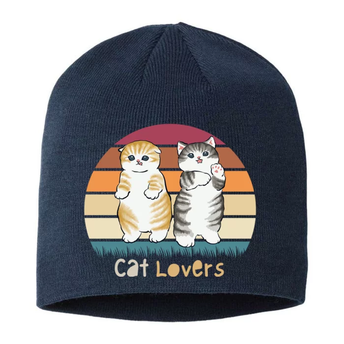 Cat Lovers Cute Retro Sunset 8 1/2in Sustainable Knit Beanie