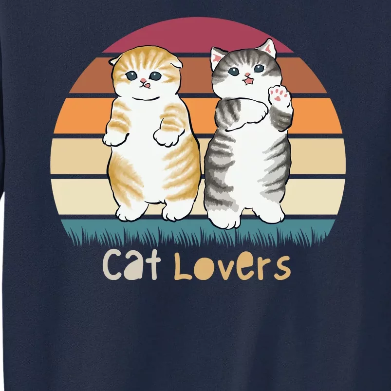 Cat Lovers Cute Retro Sunset Tall Sweatshirt