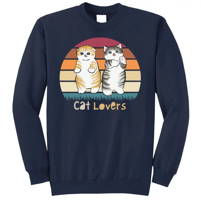 Cat Lovers Cute Retro Sunset Tall Sweatshirt