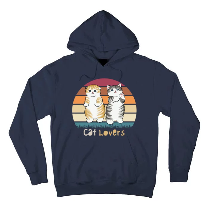 Cat Lovers Cute Retro Sunset Tall Hoodie