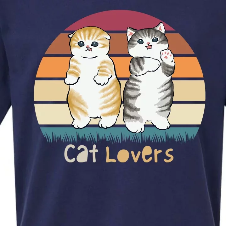 Cat Lovers Cute Retro Sunset Sueded Cloud Jersey T-Shirt