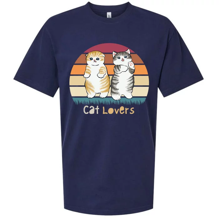 Cat Lovers Cute Retro Sunset Sueded Cloud Jersey T-Shirt