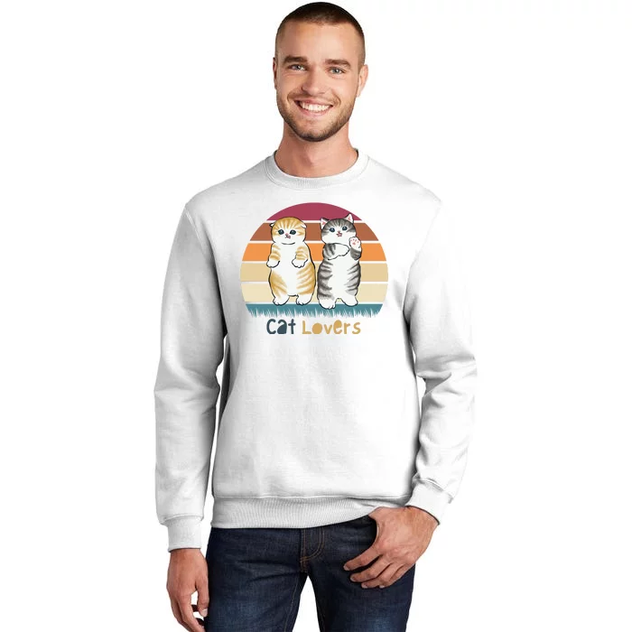 Cat Lovers Cute Retro Sunset Sweatshirt