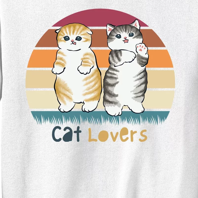 Cat Lovers Cute Retro Sunset Sweatshirt