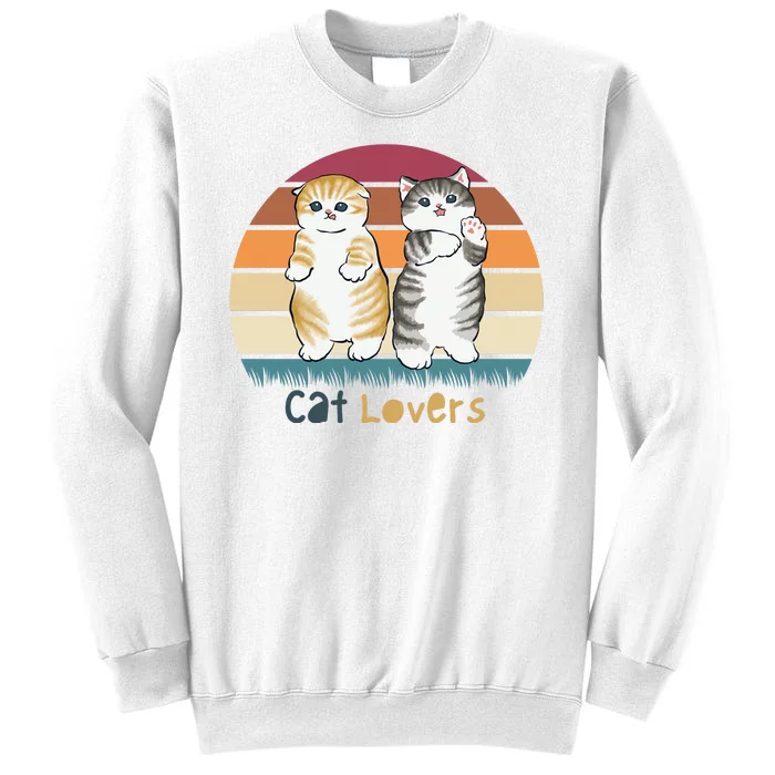 Cat Lovers Cute Retro Sunset Sweatshirt