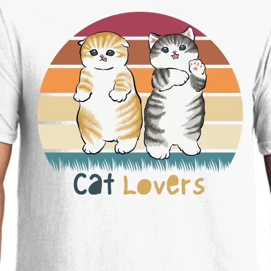 Cat Lovers Cute Retro Sunset Pajama Set