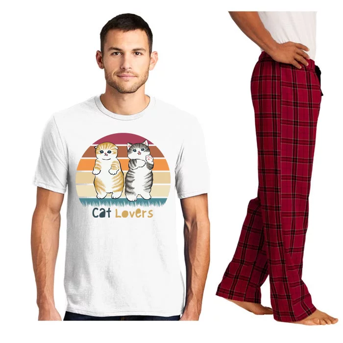 Cat Lovers Cute Retro Sunset Pajama Set