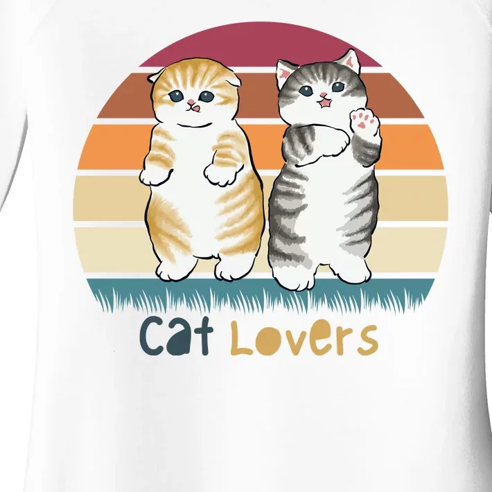 Cat Lovers Cute Retro Sunset Women's Perfect Tri Tunic Long Sleeve Shirt