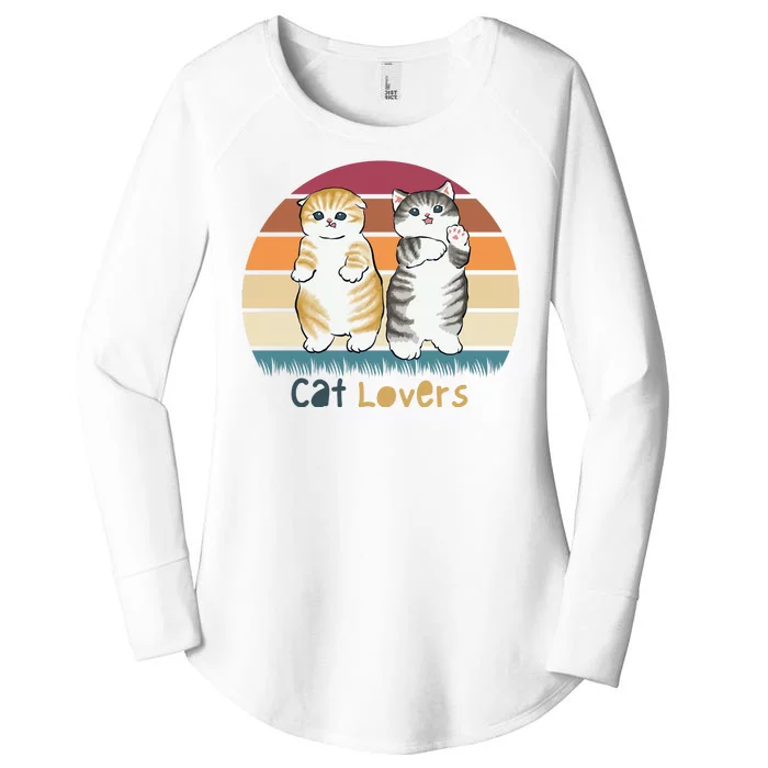 Cat Lovers Cute Retro Sunset Women's Perfect Tri Tunic Long Sleeve Shirt