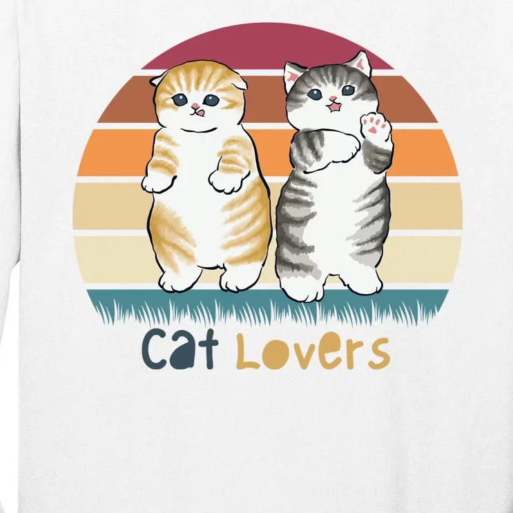 Cat Lovers Cute Retro Sunset Tall Long Sleeve T-Shirt