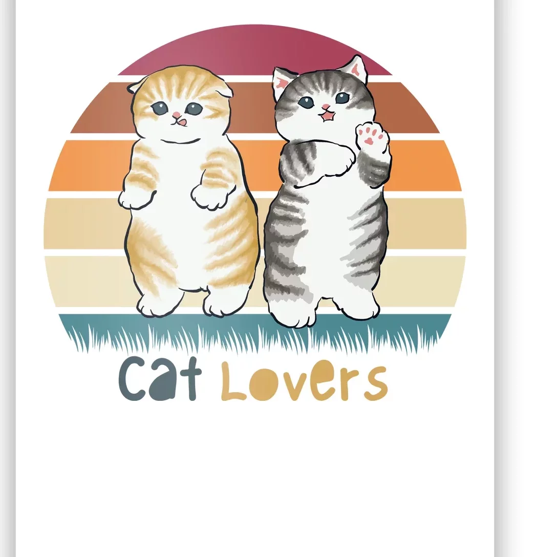 Cat Lovers Cute Retro Sunset Poster