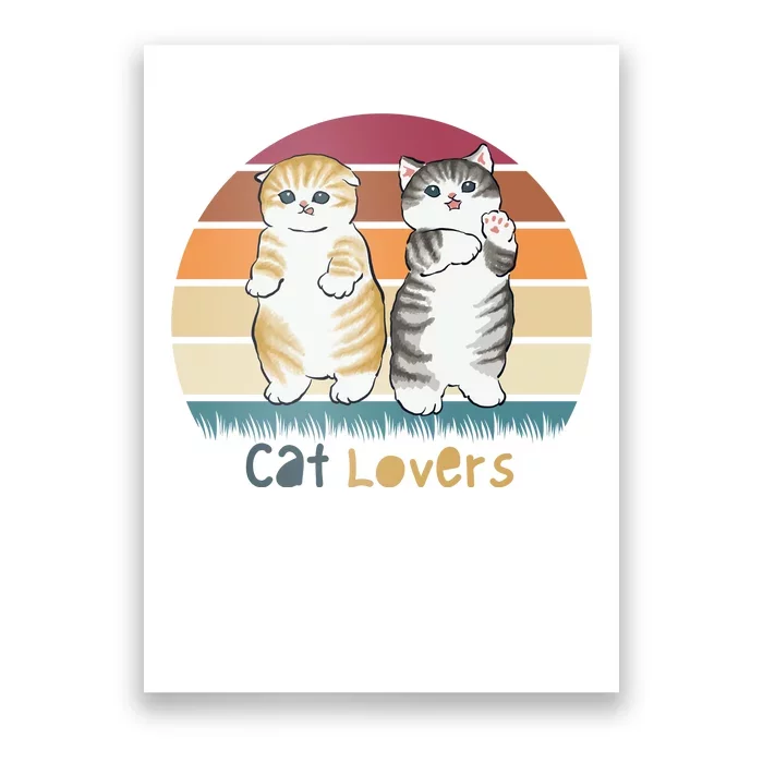 Cat Lovers Cute Retro Sunset Poster