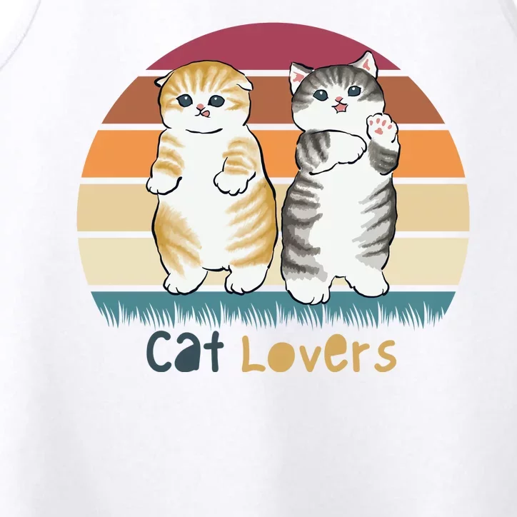 Cat Lovers Cute Retro Sunset Performance Tank