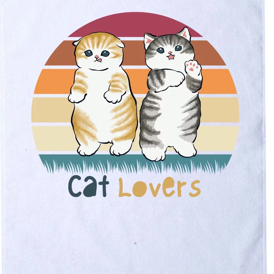 Cat Lovers Cute Retro Sunset Platinum Collection Golf Towel