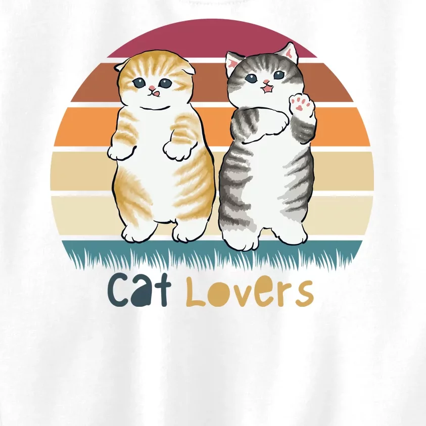 Cat Lovers Cute Retro Sunset Kids Sweatshirt