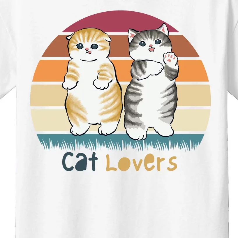 Cat Lovers Cute Retro Sunset Kids T-Shirt