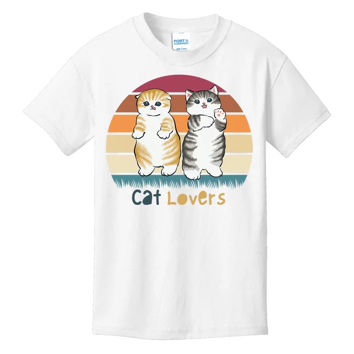 Cat Lovers Cute Retro Sunset Kids T-Shirt