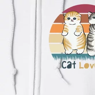 Cat Lovers Cute Retro Sunset Full Zip Hoodie