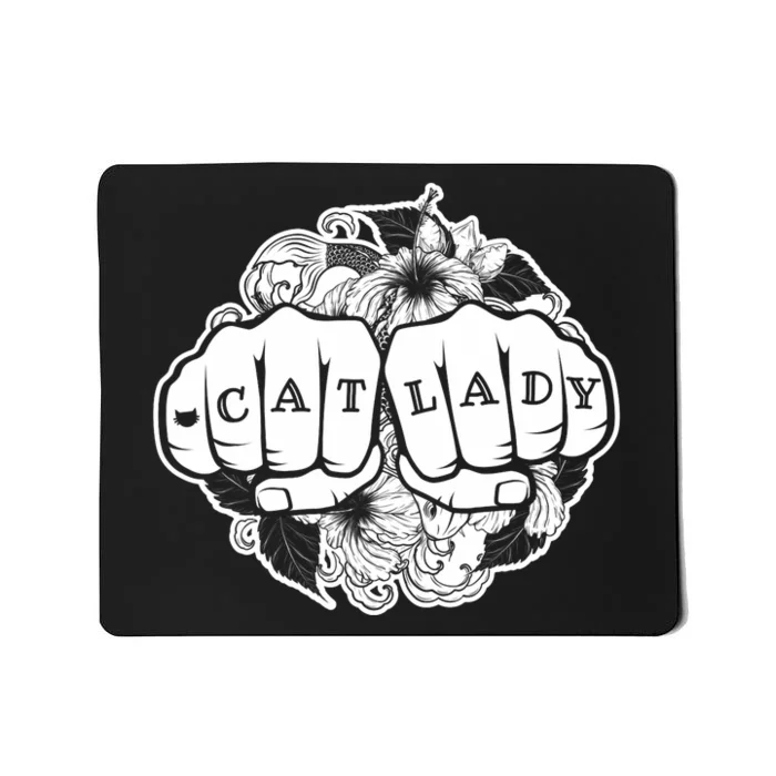 Cat Lady Cat Lover Knuckle Tattoo Cats And Tats Mousepad