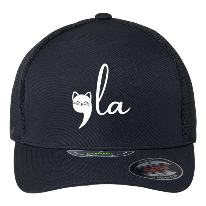 Comma La Cat Lady Kamala Harris Flexfit Unipanel Trucker Cap