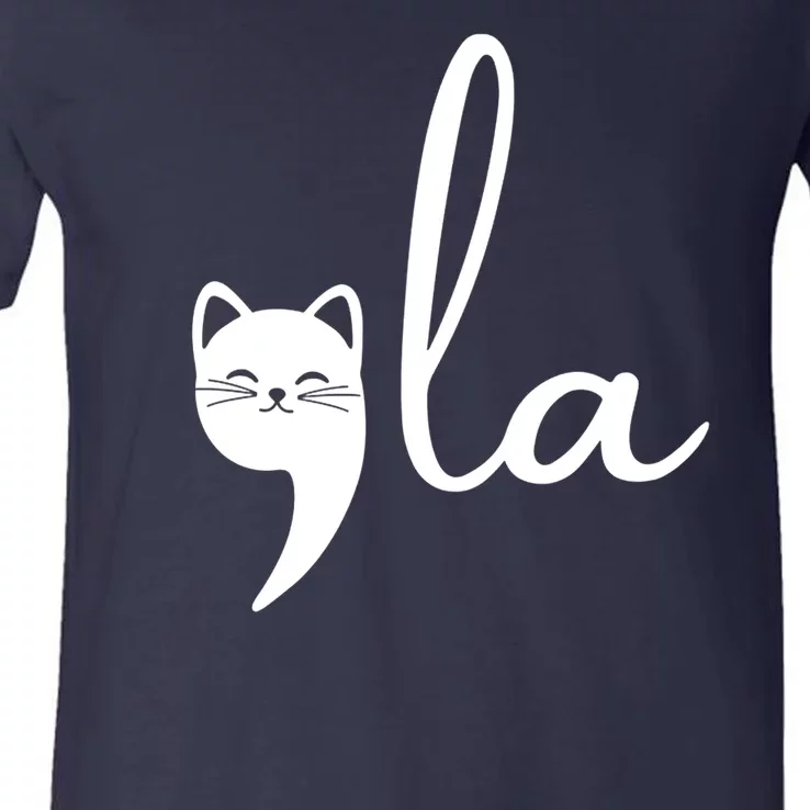 Comma La Cat Lady Kamala Harris V-Neck T-Shirt