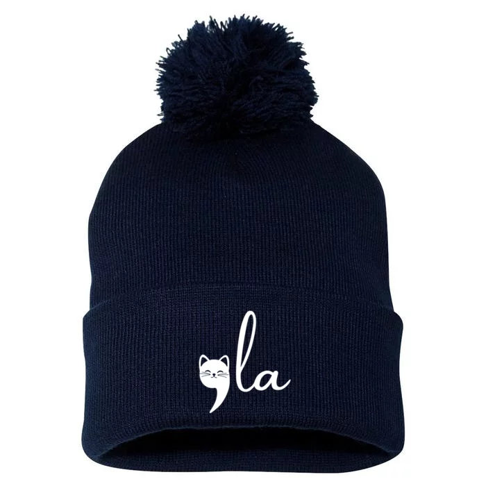 Comma La Cat Lady Kamala Harris Pom Pom 12in Knit Beanie