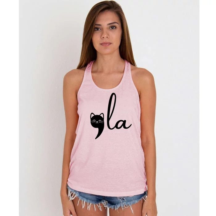 Comma La Cat Lady Kamala Harris Women's Knotted Racerback Tank