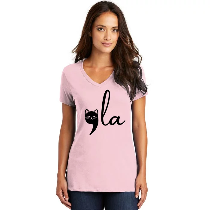 Comma La Cat Lady Kamala Harris Women's V-Neck T-Shirt