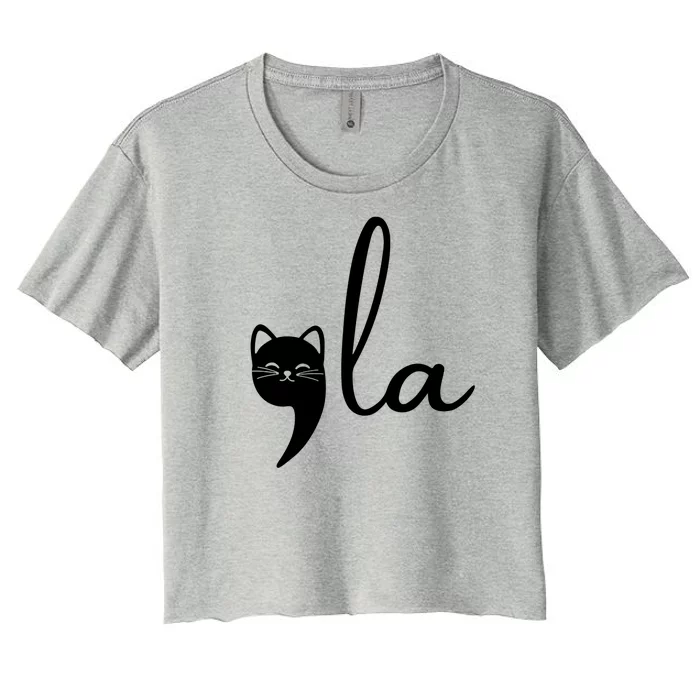 Comma La Cat Lady Kamala Harris Women's Crop Top Tee