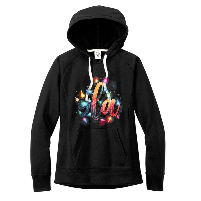 Christmas Lights Comma La Floral Kamala Harris Xmas 2024 Gift Women's Fleece Hoodie