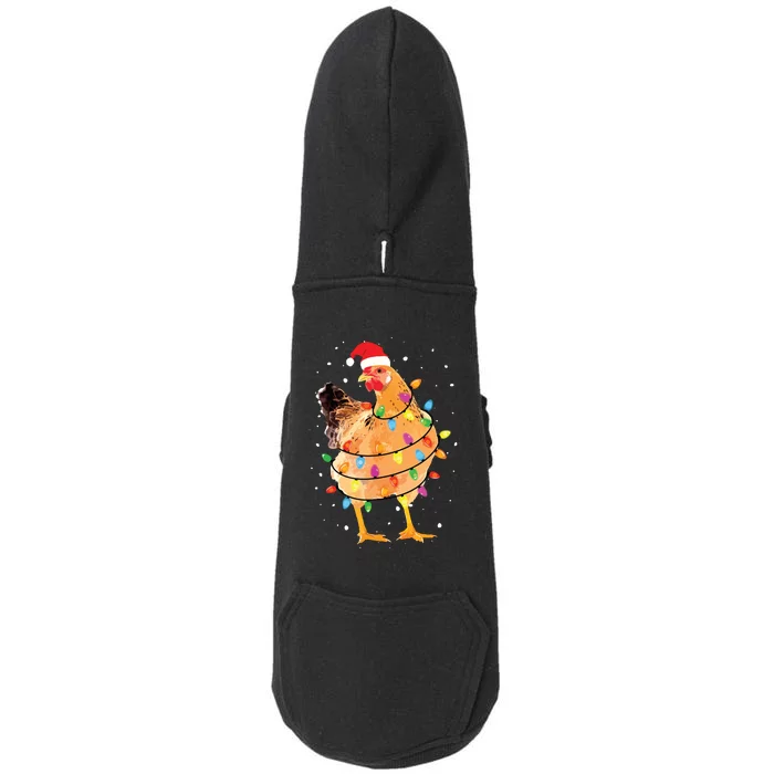 Christmas Lights Chicken Shirts Santa Funny Xmas Tree Chicken Doggie 3-End Fleece Hoodie