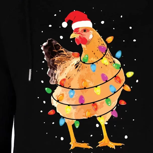 Christmas Lights Chicken Shirts Santa Funny Xmas Tree Chicken Womens Funnel Neck Pullover Hood