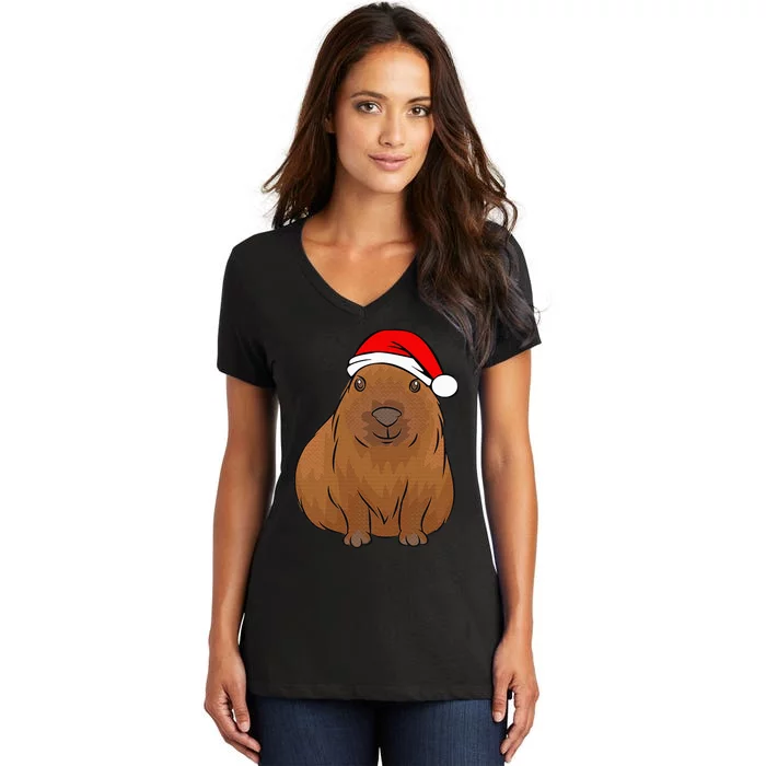 Capybara Lover Cute Christmas Capybara Women's V-Neck T-Shirt