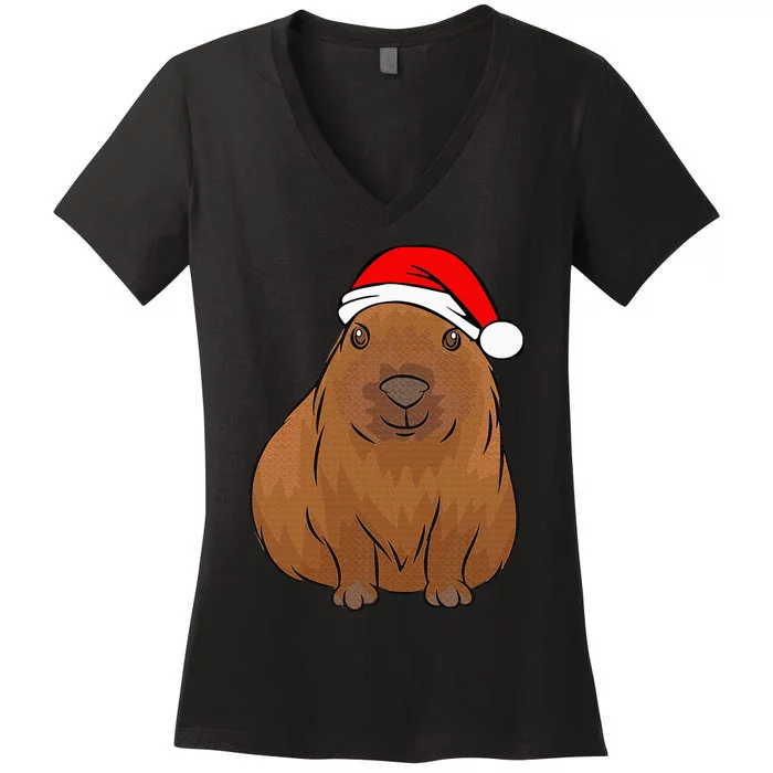 Capybara Lover Cute Christmas Capybara Women's V-Neck T-Shirt