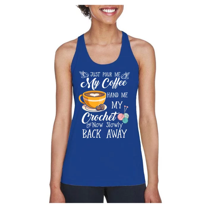 Coffee Lover Crochet Lady Crocheting Yarn Humor Meaningful Gift Women's Racerback Tank