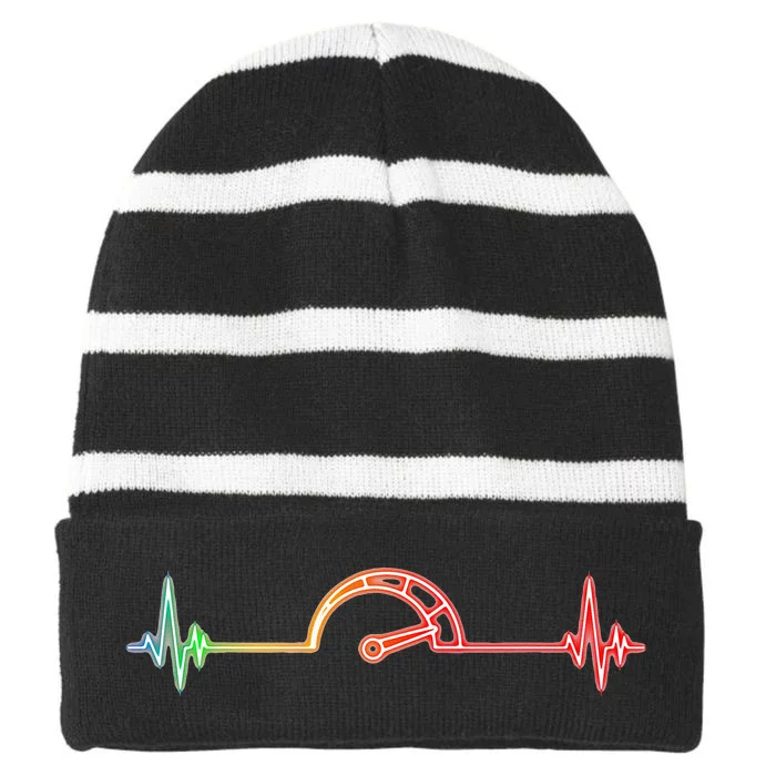 Car Lover Car Racing Speedometer Striped Beanie with Solid Band