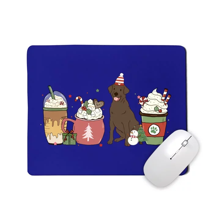 Chocolate Lab Coffee Latte Winter Christmas Dog Mom Holiday Funny Gift Mousepad