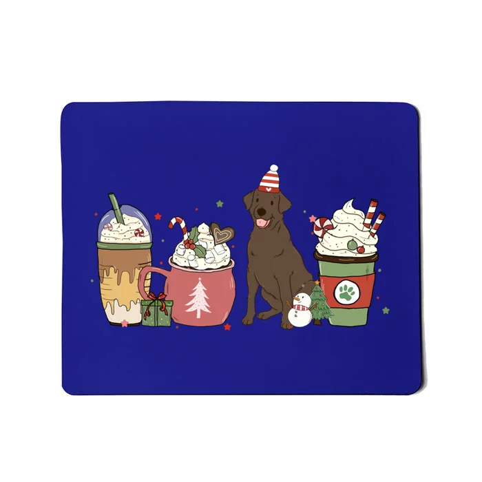 Chocolate Lab Coffee Latte Winter Christmas Dog Mom Holiday Funny Gift Mousepad