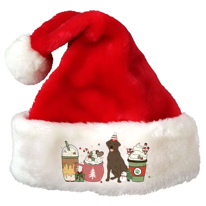 Chocolate Lab Coffee Latte Winter Christmas Dog Mom Holiday Funny Gift Premium Christmas Santa Hat