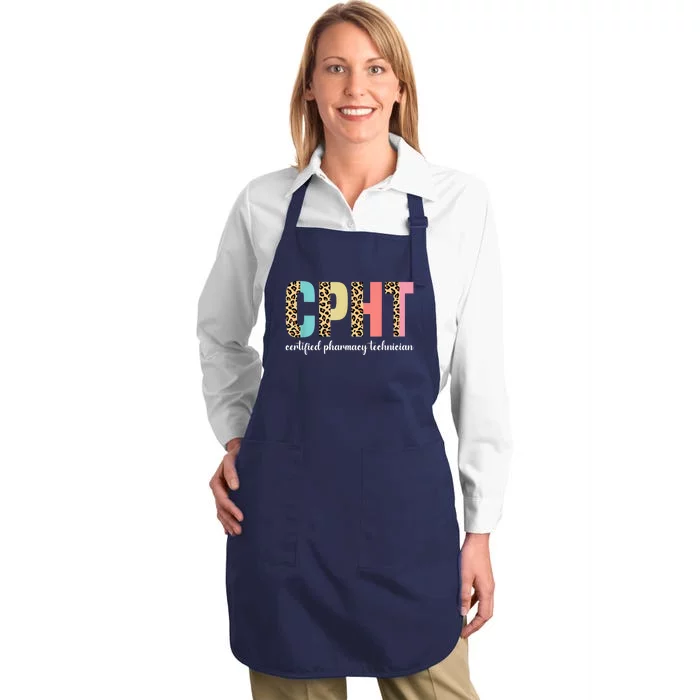 CPHT Leopard Certified Pharmacy Technician Full-Length Apron With Pocket