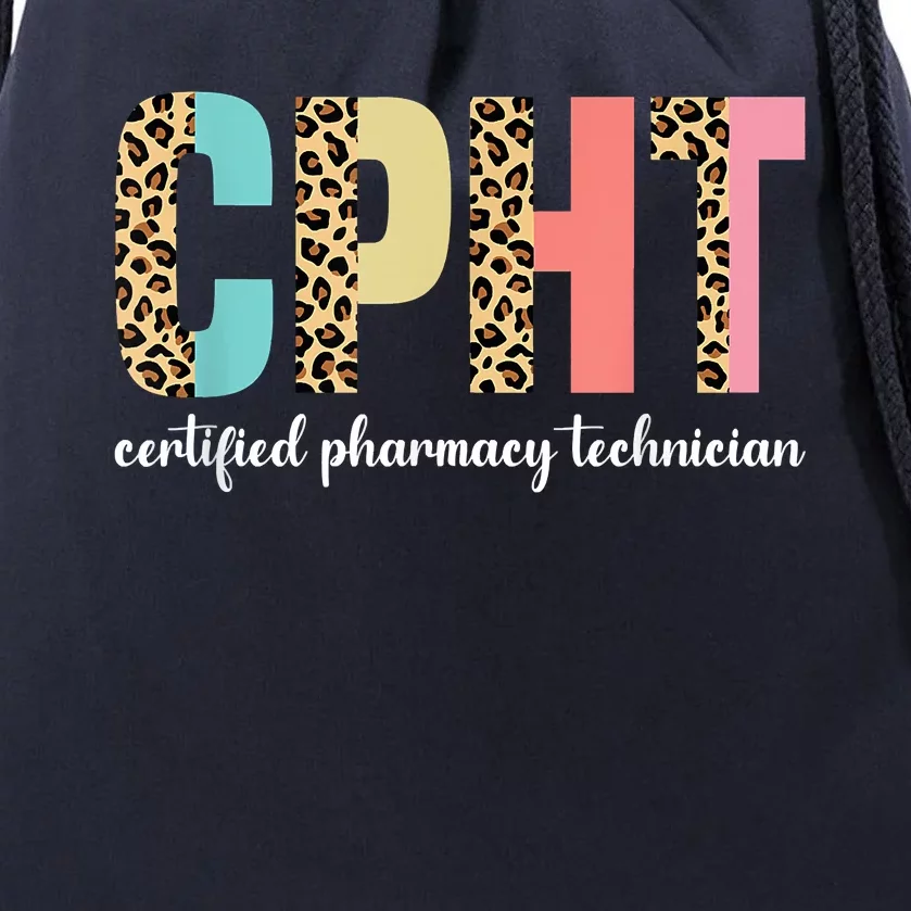 CPHT Leopard Certified Pharmacy Technician Drawstring Bag