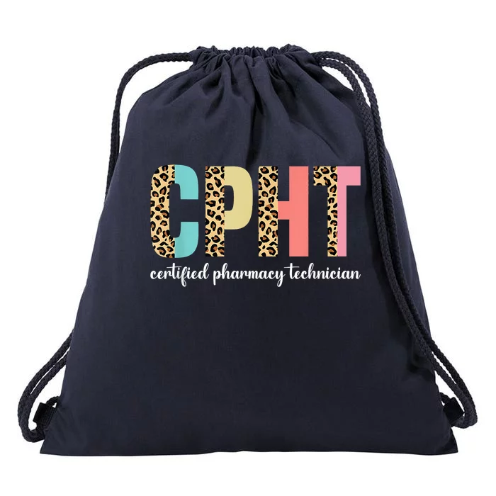 CPHT Leopard Certified Pharmacy Technician Drawstring Bag