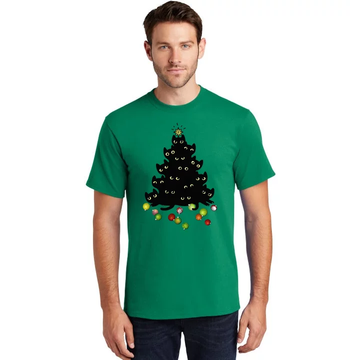 Cat Lovers Cute And Funny Holiday Tree Christmas Tall T-Shirt