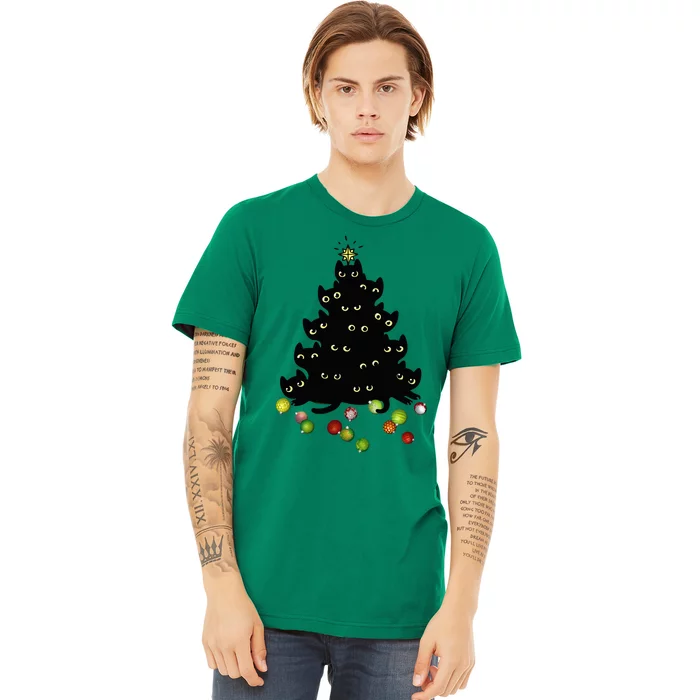 Cat Lovers Cute And Funny Holiday Tree Christmas Premium T-Shirt