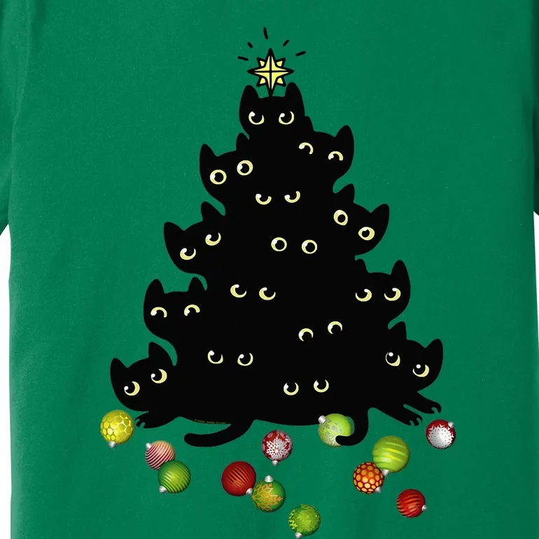 Cat Lovers Cute And Funny Holiday Tree Christmas Premium T-Shirt