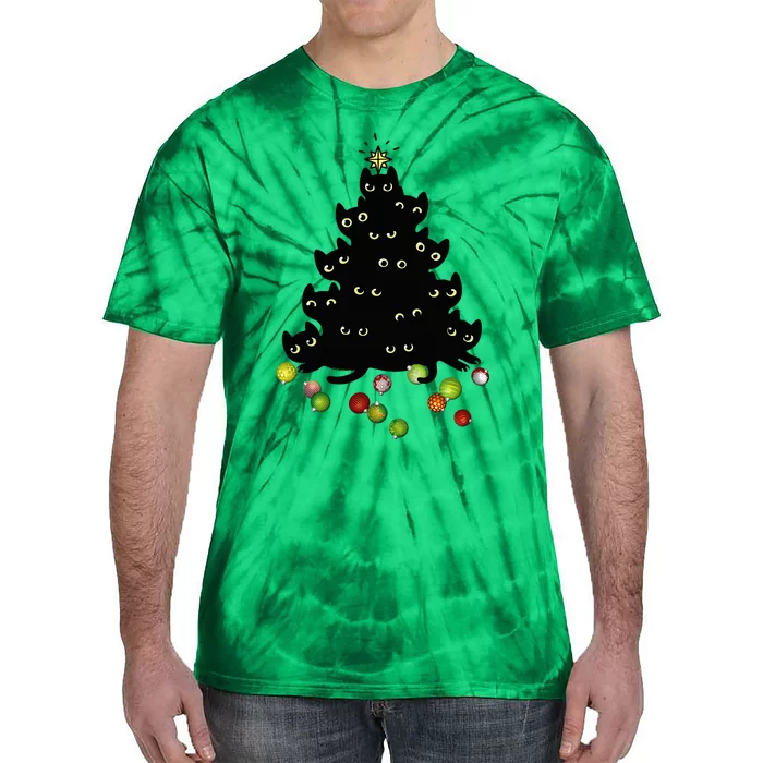 Cat Lovers Cute And Funny Holiday Tree Christmas Tie-Dye T-Shirt