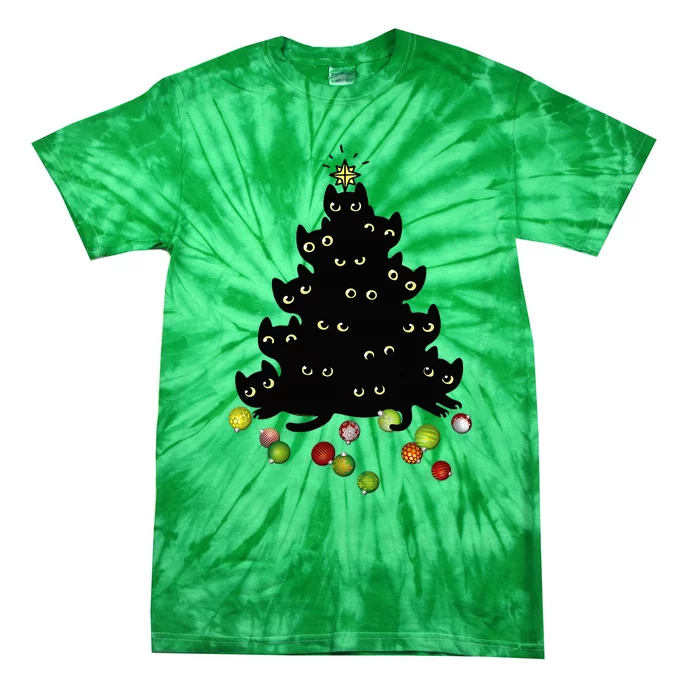 Cat Lovers Cute And Funny Holiday Tree Christmas Tie-Dye T-Shirt