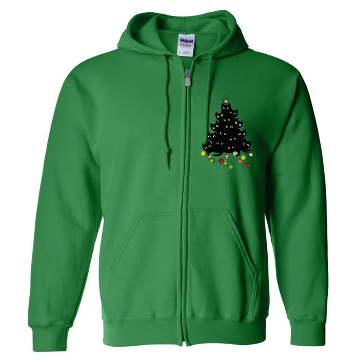 Cat Lovers Cute And Funny Holiday Tree Christmas Full Zip Hoodie