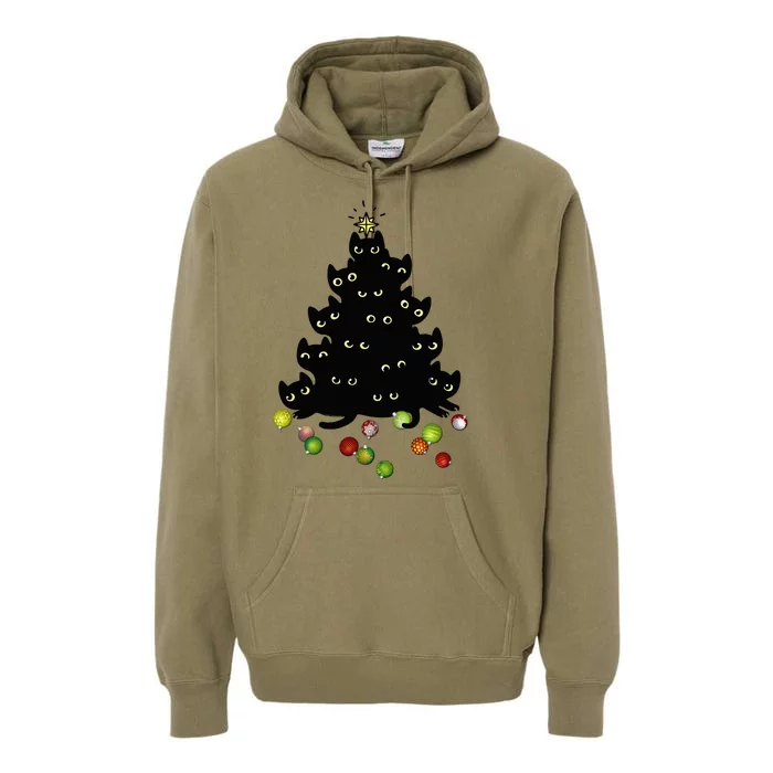 Cat Lovers Cute And Funny Holiday Tree Christmas Premium Hoodie