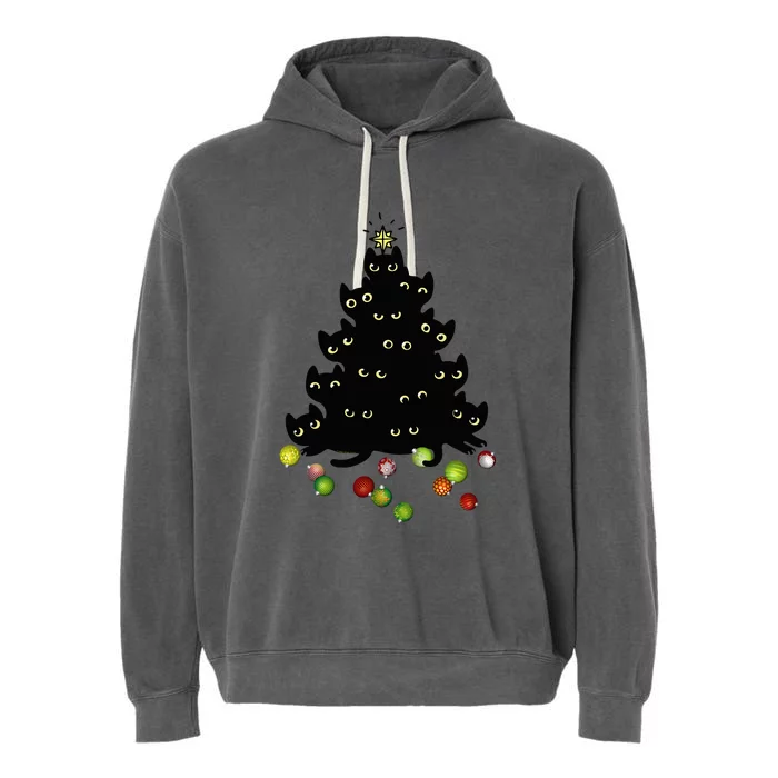 Cat Lovers Cute And Funny Holiday Tree Christmas Garment-Dyed Fleece Hoodie